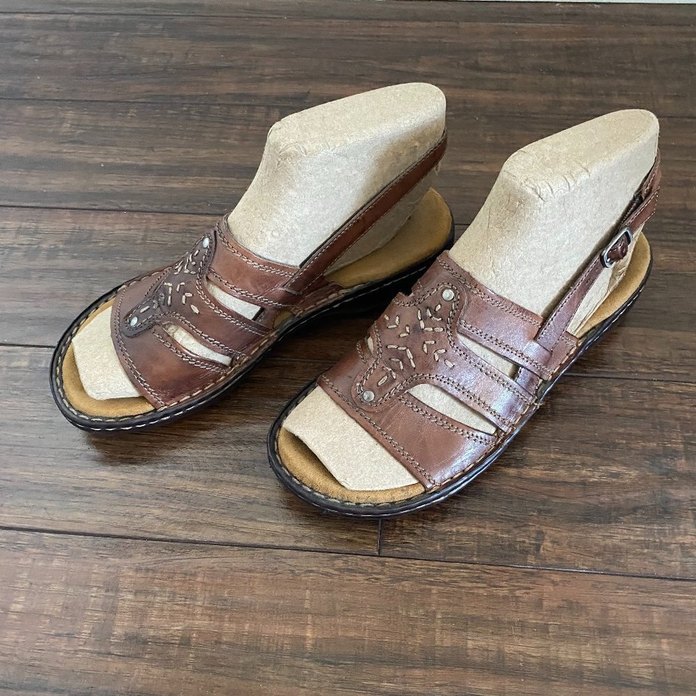 NATURALIZER WOMEN'S SUMMER COMFORTABLE LEATHER SANDALS BROWN SIZE 9-9.5